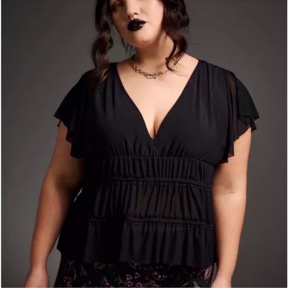 Nightfall by Torrid Black Ruffle Peplum Top NWT Whimsigoth